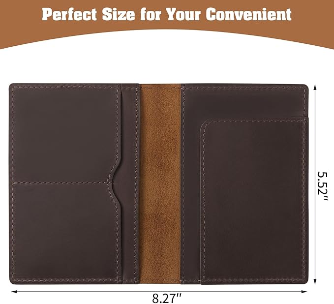 Jack&Chris Leather Passport Holder, Handmade Passport cover, Travel Wallet Cover Case for Men and Women, Leather Travel Documents Organizer Protector, JC107-BubblyBeeBaby