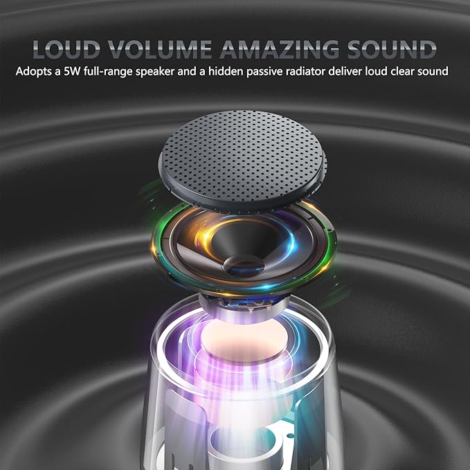 INSMY Small Bluetooth Speaker, Waterproof Mini Portable Wireless Speaker, Punchy Bass Rich Audio Stereo Pairing, Handheld Pocket Size Built in Mic for Hiking Biking Gift Laptop Tablet (Gray)-BubblyBeeBaby