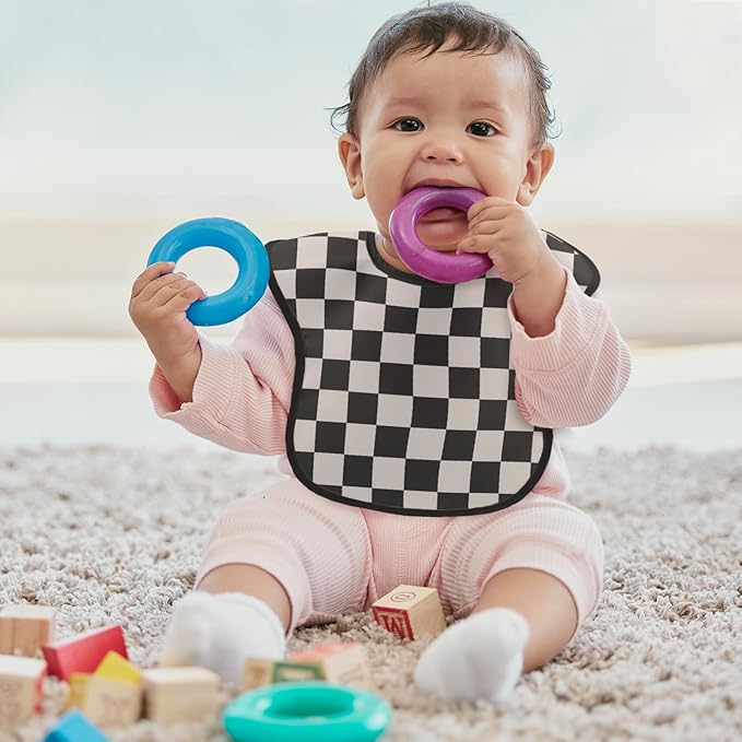 Mess Proof Baby Bib 3 Pack, Waterproof Led Weaning Baby Feeding Bibs with Food Catcher, Travel Feeding Bibs-BubblyBeeBaby