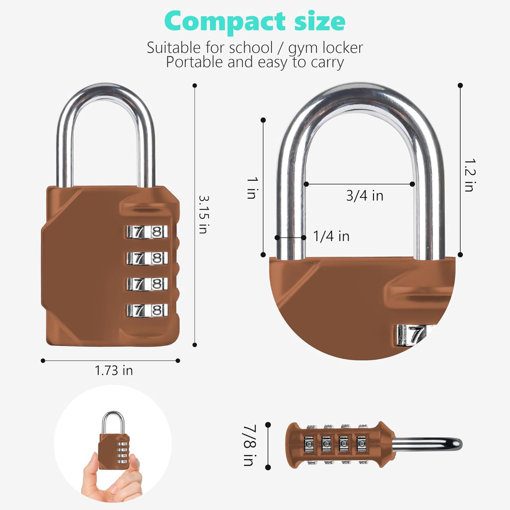 CL11MC Combination Lock, 4 Digit Outdoor Combination Padlock Set Your own Combination for Gym Locker Lock, School, Gates, Doors, Toolbox, Hasps and Storage (Mocha Mousse *1)