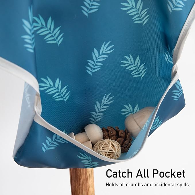 Mess Proof Baby Bib 3 Pack, Waterproof Led Weaning Baby Feeding Bibs with Food Catcher, Travel Feeding Bibs-BubblyBeeBaby