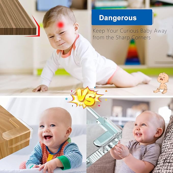 24 Pack Corner Protector for Baby, Corner Guards Corner Protectors for Furniture for Table Edges & Sharp Corners- Baby Proofing (L Shape+Round Shape)-BubblyBeeBaby