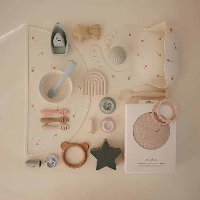 mushie Silicone Baby Bib | Adjustable Fit Waterproof Bibs (Kites)-BubblyBeeBaby