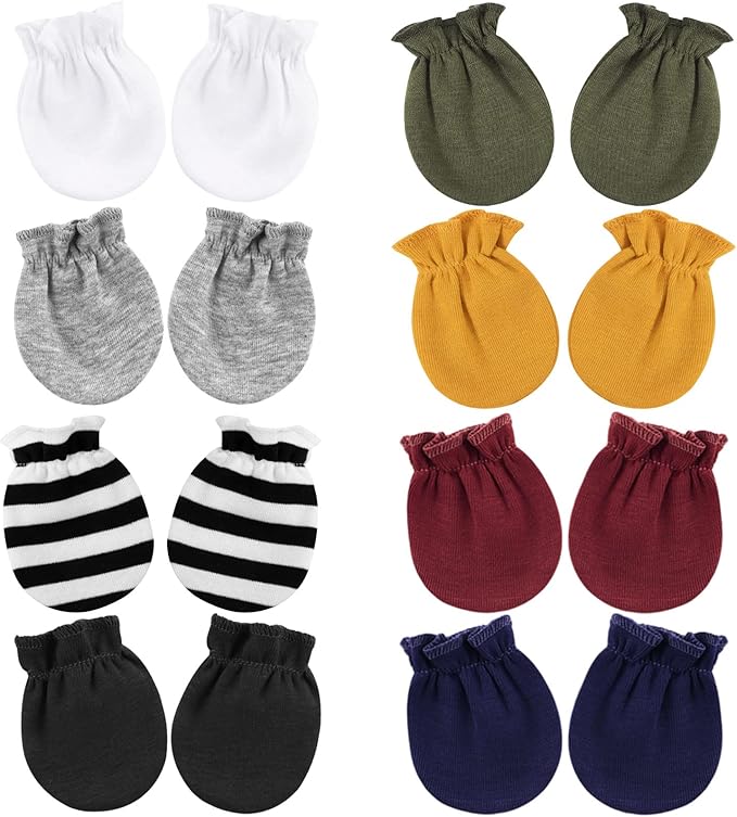 BQUBO Newborn Infant Toddler Mittens No Scratch Cotton Elastic Wrist Gloves Hypoallergenic for 0-6 Months Baby Boys Girls-BubblyBeeBaby