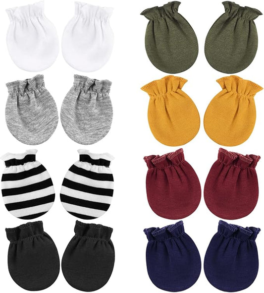 BQUBO Newborn Infant Toddler Mittens No Scratch Cotton Elastic Wrist Gloves Hypoallergenic for 0-6 Months Baby Boys Girls-BubblyBeeBaby