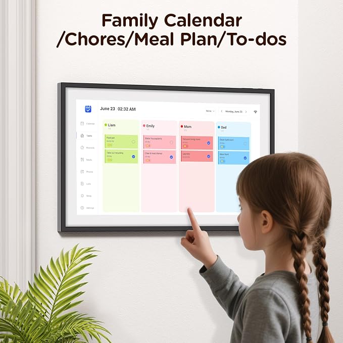 15.6 Inch Digital Calendar, Wall Electronic Desk Calendar, Full HD 1920 * 1080P IPS Touchscreen Interactive Display for Family Meal Planner Support - Streamline Household Organization-BubblyBeeBaby