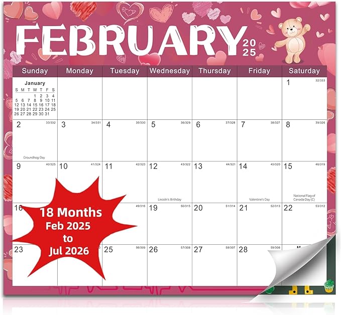 2025-2026 Magnetic Fridge Calendar 18 Monthly Magnetic Calendar for Refrigerator 2025-2026 Wall Calendar Planner Runs from February 2025 Until July 2026 Easy Organizing Markers Tearable (Festive)-BubblyBeeBaby
