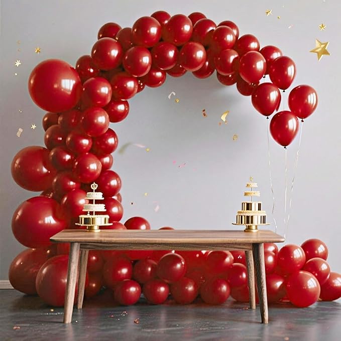 140pcs Ruby Red Round Balloons Different Sizes 18 12 10 5 Inch Latex Balloons for Arch Decoration Party Balloon Kit for Graduation Birthday Party Wedding Balloon Baby Shower Decoration-BubblyBeeBaby