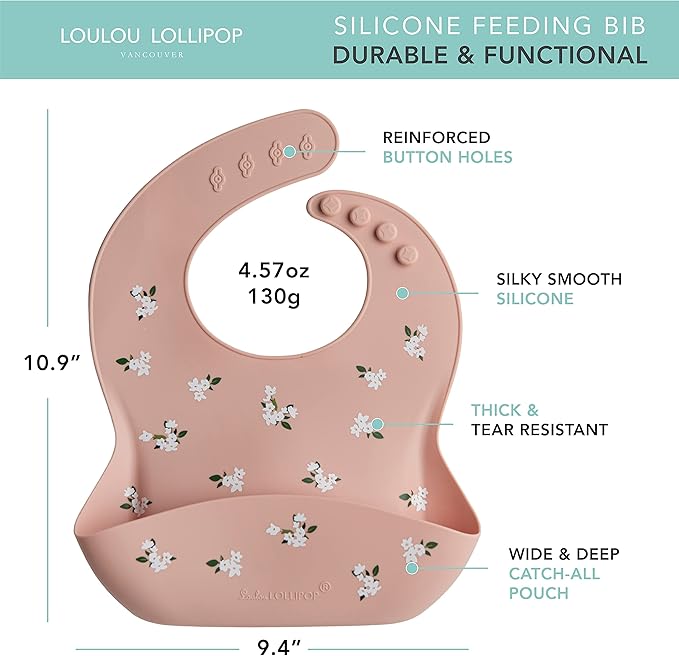 Loulou Lollipop Soft, Waterproof Silicone Feeding Bib for Babies and Toddlers-BubblyBeeBaby
