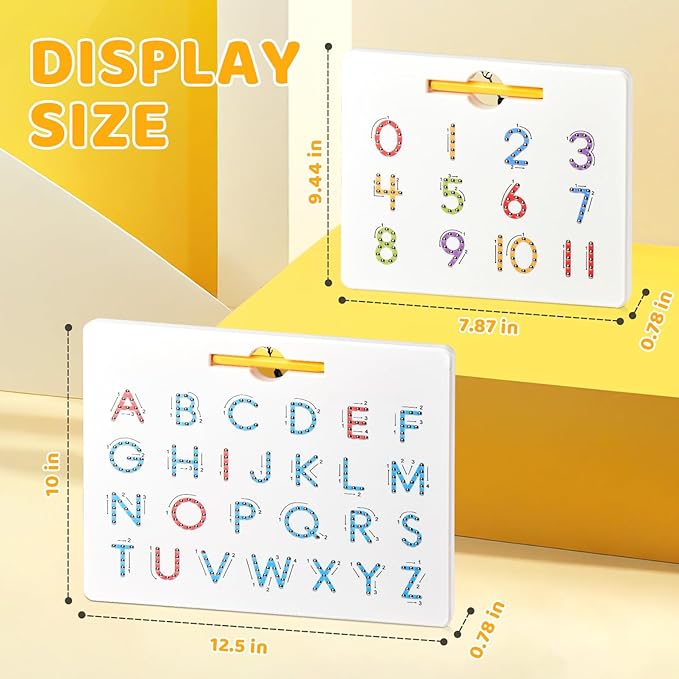 GAMENOTE Double Sided Magnetic Letter & Number Board Set - Alphabet & Numbers Tracing Board for Toddlers, ABC Uppercase & Lowercase Practicing, Math Learning, Educational Toys for Kids-BubblyBeeBaby