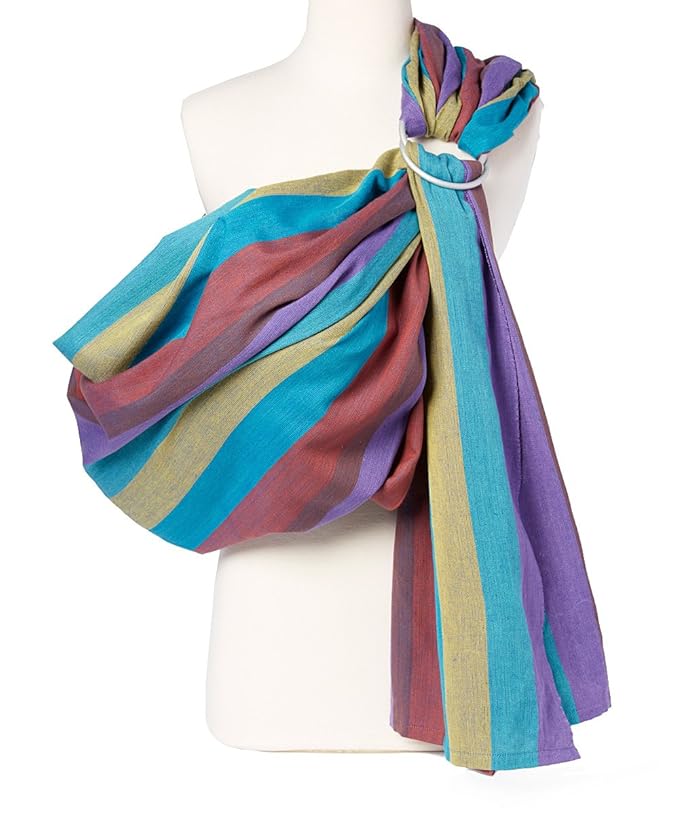 Hip Baby Wrap Ring Sling Baby Carrier for Infants and Toddlers - Beautiful, 100% Soft Cotton Baby Wraps Carrier for Babies 8-35 lbs - Perfect Baby Shower Gifts Moms and Dads - Nursing Cover (Rainbow)-BubblyBeeBaby