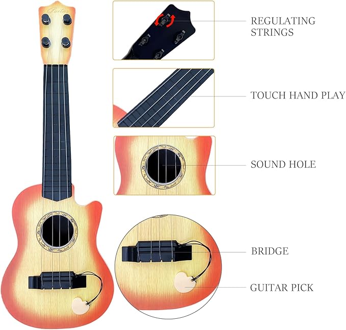 17inch Mini Guitar Toy, 4 Strings Guitar for Kids Musical Instrument Toys for Toddler Kids/Boys/Girls/Beginner.-BubblyBeeBaby