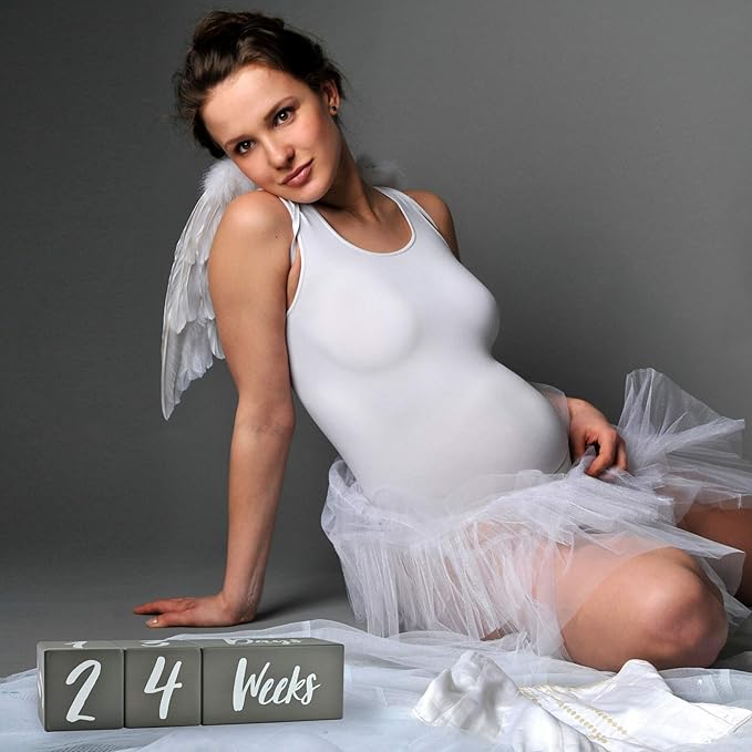 I'm Solid Wood Weekly Monthly Yearly Baby Milestone Age Blocks, Gender Neutral, Newborn Gifts & Keepsakes for Picture Props (3 Pcs/Grey)-BubblyBeeBaby