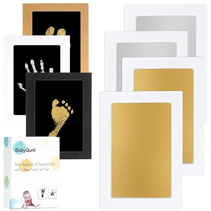 Inkless Baby Hand and Footprint Kit,Clean-Touch Ink Pad Kit,Safe No Mess Printing Infant Hand Foot Stamp,4 Pack Newborn Inkless Print Pads Best Keepsake or Gifts for Family-BubblyBeeBaby