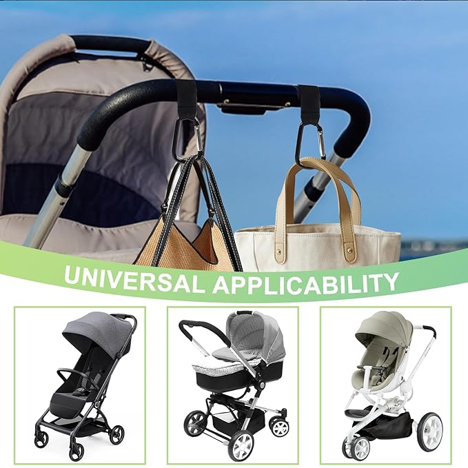 Stroller Hooks for Bags, 2 Pack Non-Slip Stroller Clips and Hooks, Adjustable Stroller Carabiner Clip, Baby Stroller Accessories, Hooks for Bike, Scooter, Wheelchair, Walker by Aguwontior-BubblyBeeBaby