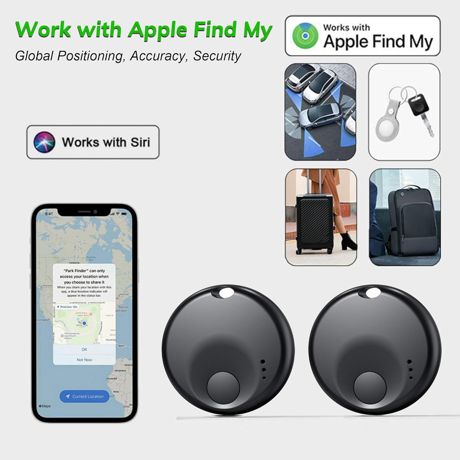 Tracker Tag-4 Pack - Smart Bluetooth Tracker, Works with Apple Find My APP (iOS Only, Not for Android), Smart Tag Keys Finder and Item Locator for Keys, Bags, Luggage, Pets and Wallet