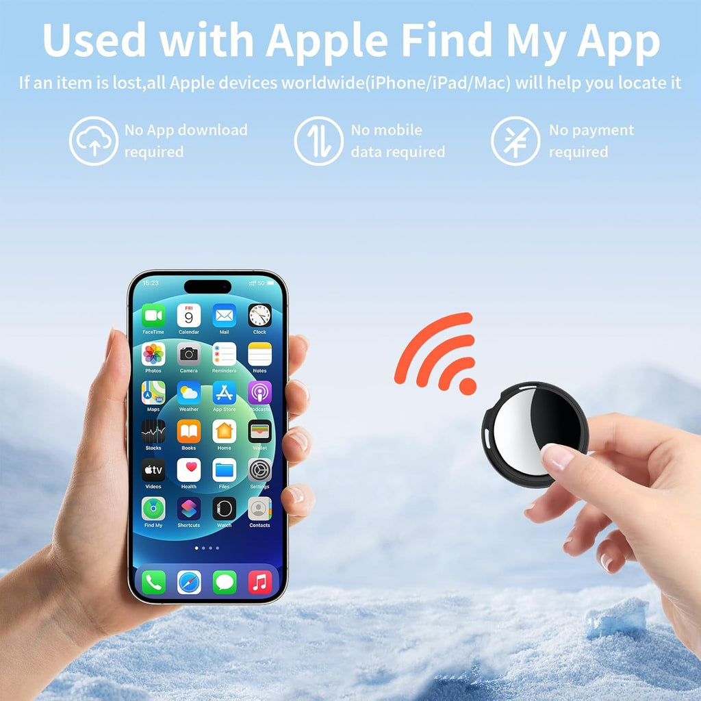 Air Tracker Tags 4 Pack [Apple MFi Certified] Pair with Apple Find My(iOS Only) Smart Bluetooth Tracking Tags Key Finder Item Locator Waterproof Worldwide Tracker for Pets Wallet Backpack Dogs Luggage