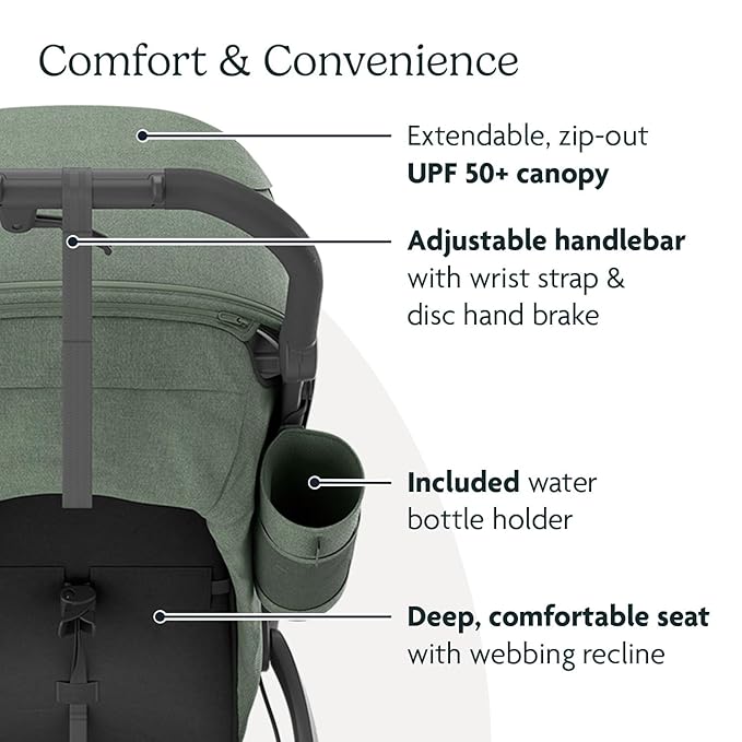 UPPAbaby Ridge Jogging Stroller/Durable Performance Jogger with Never-Flat Tires/Built for Walking, Running, Hiking/Water Bottle Holder & Basket Cover Included/Gwen (Green Mélange/Carbon Frame)-BubblyBeeBaby