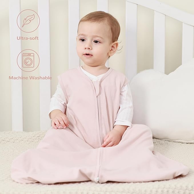 JELLYMONI Baby Sleep Sack 0-6 Months 100% Cotton Wearable Blanket, 0.5 TOG Soft Lightweight Toddler Sleeping Sack 3 Pack 2-Way Zipper Newborn Sleep Sacks-BubblyBeeBaby