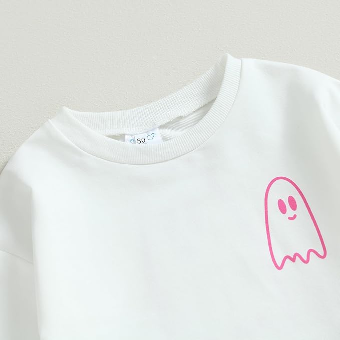 0-4T Toddler Boy Girl Halloween Outfit Fall Clothes Ghost Long Sleeve Sweatshirt Top Pants Baby Halloween Clothes-BubblyBeeBaby