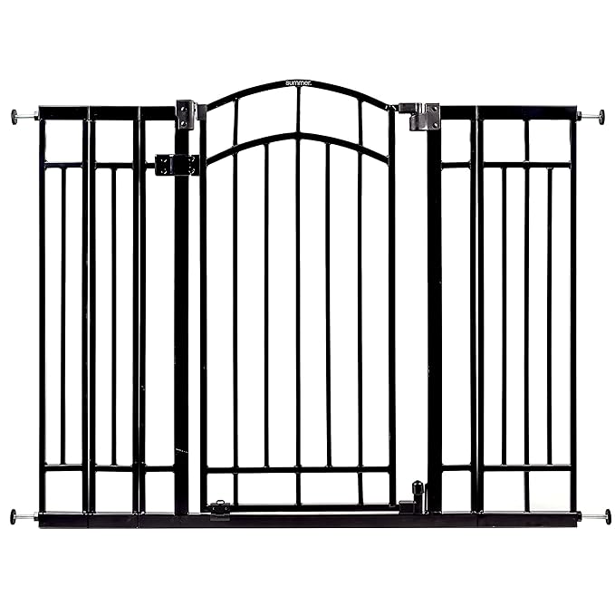 Ingenuity Multi-Use Decorative Extra Tall Walk-Thru Baby Gate, Fits Openings 28.5-48 Inch (Pack of 1), Black Metal, for Doorways and Stairways, 36' Tall Baby and Pet Gate, Black, One Size-BubblyBeeBaby