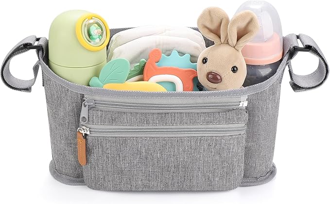 Accmor Universal Stroller Organizer with Detachable Phone Bag, Stroller Bag Caddy Organizer Stroller Accessories for Uppababy, Baby Jogger, Nuna, Doona, Britax Strollers-BubblyBeeBaby