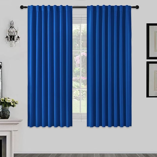 Joydeco 72 Inch Blackout Curtains for Bedroom, Thermal Insulated Black Out Curtains 2 Panels Set, Room Darkening Drapes for Living Room Window Rod Pocket Back Tab (W52 x L72 Inch, Royal Blue)-BubblyBeeBaby