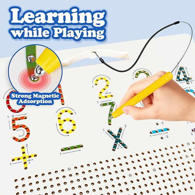 2 in 1 Magnetic Number Tracing Board, Magnetic Drawing Board Numbers 1-20 Writing Board Preschool Handwriting Learning Toys Alphabet & Math STEM Educational Toy for Toddlers Kids-BubblyBeeBaby