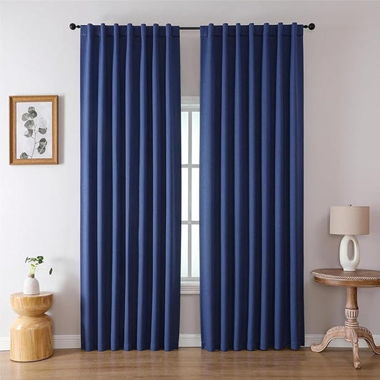 Joydeco Custom Blackout Curtains for Bedroom, Total Blackout Curtains Back Tab & Rod Pocket, Solid Thermal Insulated Window Drapes Luxury Decor for Living Room 1 Panel (Custom Size, Twilight Blue)-BubblyBeeBaby