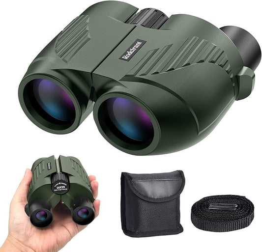 20X25 Compact Binoculars for Adults and Kids,Large Eyepiece Waterproof Binocular，Easy Focus Small Binoculars for Bird Watching,Hiking and Concert, Green-BubblyBeeBaby