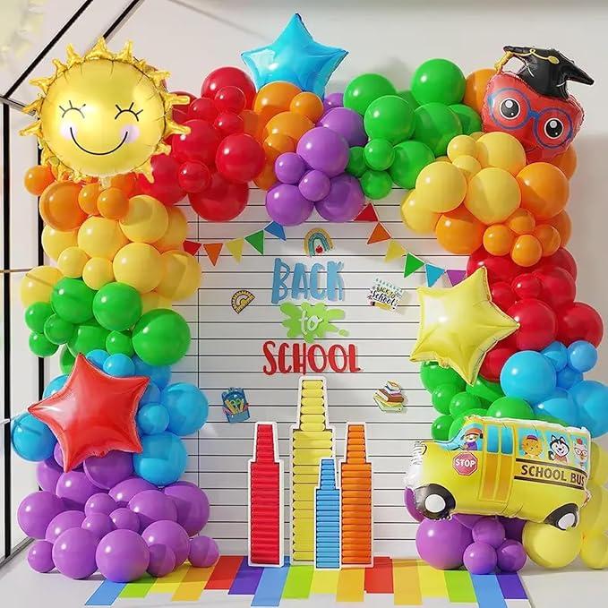 140pcs Rainbow Balloon Arch Kit, Rainbow Balloons of Different Sizes Pack of 18 12 10 5 Inch Party Balloon Kit for Birthday Party or Balloon Arch as Graduation Wedding Baby Shower Party Decorations-BubblyBeeBaby