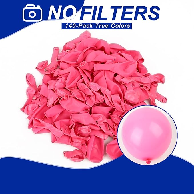 140pcs Dark Pink Round Balloons Different Sizes 18 12 10 5 Inch Latex Balloons for Arch Decoration Party Balloon Kit for Graduation Birthday Party Wedding Balloon Baby Shower Decoration-BubblyBeeBaby