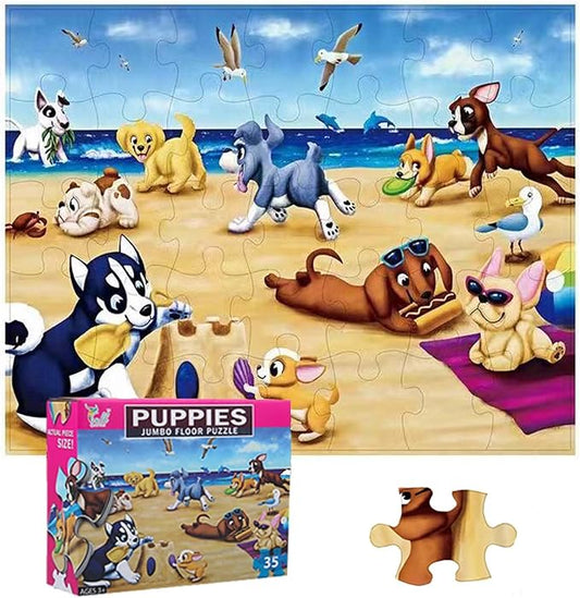 Jumbo Floor Puzzle for Kids, Large Jigsaw Puzzles 35 Piece for Kids Ages 3-5,Preschool Learning & Education Toys, Gifts for 4-8 Year Old Boys and Girls (Dog Animals)-BubblyBeeBaby