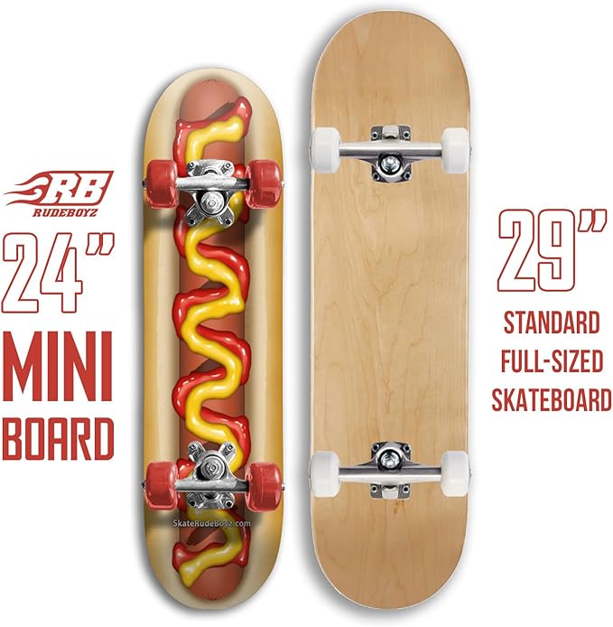 24 inch Rude Boyz Mini Cruiser Skateboard - Aluminium Trucks - Kids Skateboard Ages 5-8 Beginner - Skateboards for Kids-BubblyBeeBaby