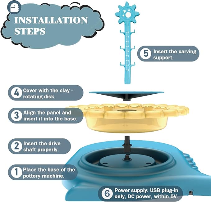 HTUONIAO Dinosaur Pottery Wheel Kit for Kids Ages 6-12 with 3 Air Dry Clays & Tools - Complete Arts and Crafts Studio for Beginners, Creative Gift for Boys and Girls-BubblyBeeBaby