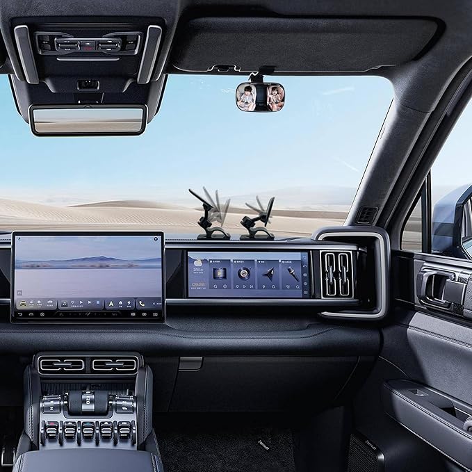 Mini Baby Mirror for Car Seat - Small Clip-On Backseat Rear View Mirror for Forward-Facing Kids and Toddlers, Bankcard Size, Sun Visor Mounting, 360-Degree Adjustable, 2-Pack-BubblyBeeBaby