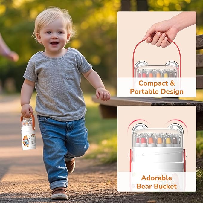 24 Color Twist Crayons for Toddlers 1-3 and Kids 4-8, Non-Toxic Washable Crayons 2-4, Ultra-Silky Easy-Grip Art Supplies, Ideal Coloring Gift for Boys and Girls-BubblyBeeBaby