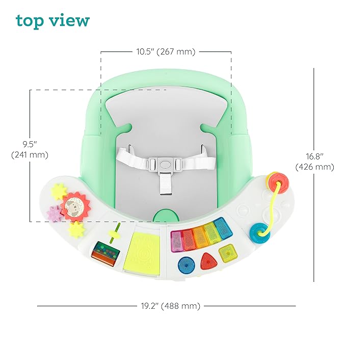 Infantino Music & Lights 3-in-1 Discovery Seat and Booster - Convertible Booster, Infant Activity Seat and Feeding Seat with Electronic Piano for Sensory Exploration, for Babies and Toddlers, Mint-BubblyBeeBaby