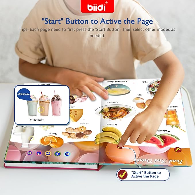 Interactive Sound Book for Kids Children,English Words Talking Book Activity for Toddler Age 3-5,Educational Learning Travel Toys for Boys Girls Birthday Gift 3 4 5 6 Year Old,Sensory Autism Toy-BubblyBeeBaby