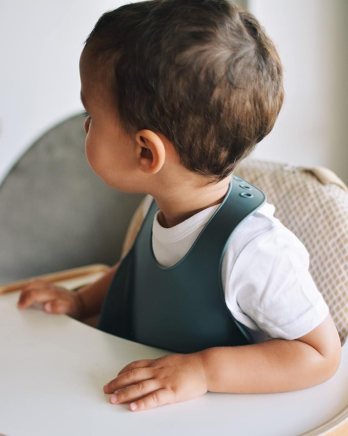 BEABA Silicone Baby Bib, Made with Soft Supple Silicone, Baby Bibs with Baby Food Catcher, Baby Essentials for Baby Feeding-BubblyBeeBaby