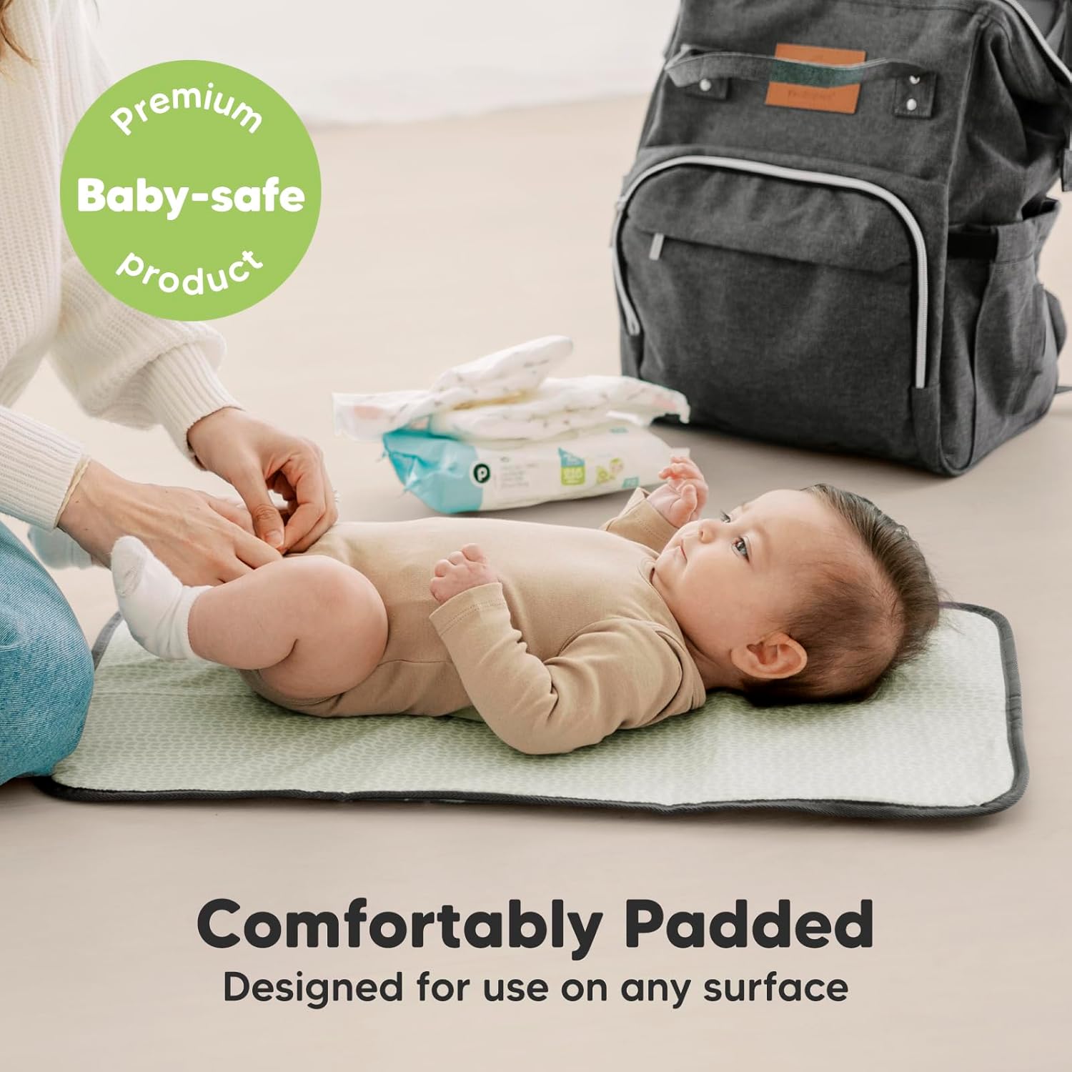 KeaBabies Portable Diaper Changing Pad, Easy Wipe Clean - Foldable Waterproof Baby Changing Mat for Diaper Bag, Compact, Lightweight, 25x13 Baby Changer Travel Essential, Machine Washable (Woods)