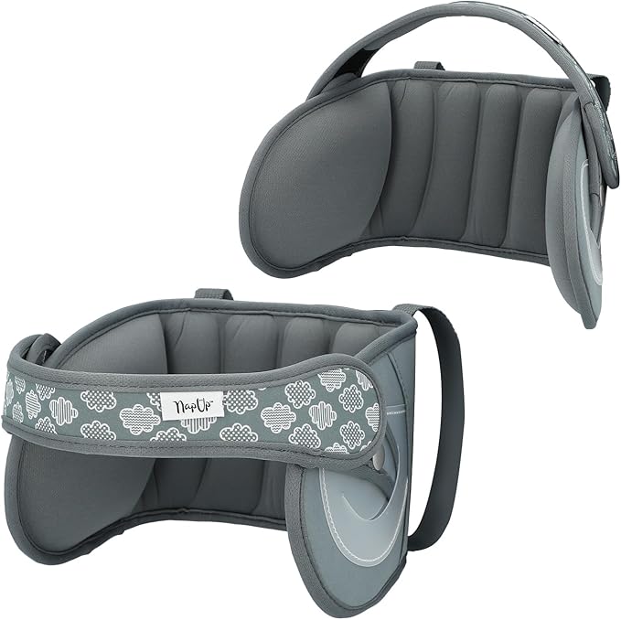 NAPUP Child Head Support for Car Seats – Safe, Comfortable Head & Neck Pillow Support Solution for Front Facing Car Seats and High Back Boosters – Baby & Kids Travel Accessories (Grey)-BubblyBeeBaby