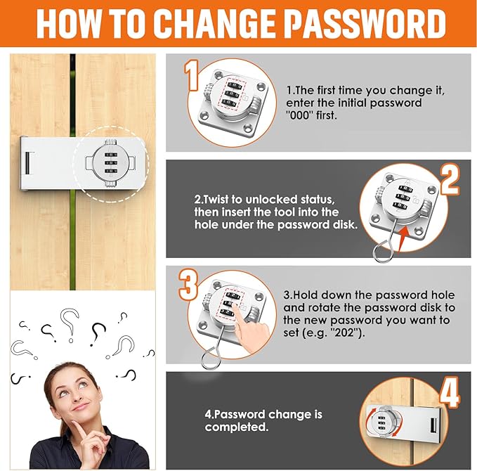 Keyless Cabinet Lock with Combination, Locker Code Lock with 3-Digit Combination, Security Door Lock for Drawers, Lockers, Bifold Doors, Small Doors, Closets, Refrigerators (Silver-1pc)-BubblyBeeBaby