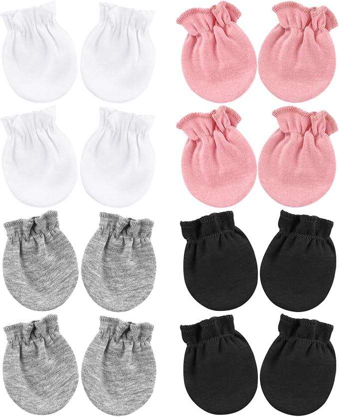 BQUBO Newborn Infant Toddler Mittens No Scratch Cotton Elastic Wrist Gloves Hypoallergenic for 0-6 Months Baby Boys Girls-BubblyBeeBaby