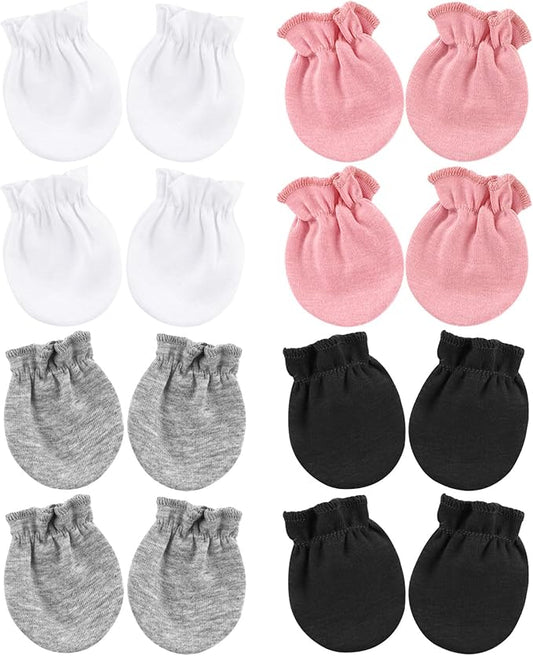 BQUBO Newborn Infant Toddler Mittens No Scratch Cotton Elastic Wrist Gloves Hypoallergenic for 0-6 Months Baby Boys Girls-BubblyBeeBaby