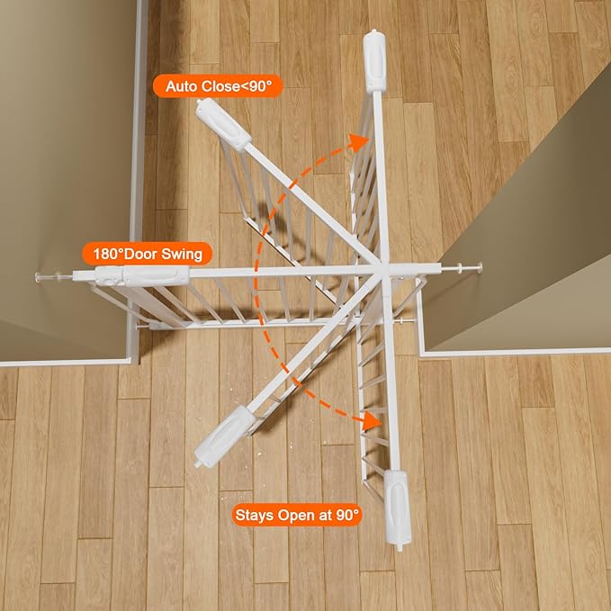 HOOEN Extra Wide Baby Gates 67-71.5 Inch Child Safety Gates for Stairs Doorways Hallway Indoor Pressure Mounted Walk Through Gate for Kids or Pets-BubblyBeeBaby