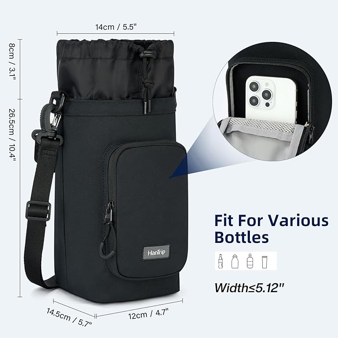 Insulated Water Bottle Carrier Bag with Strap Phone Pocket for 25/32/40/64 oz Tumbler Cup, Water Bottle Holder-BubblyBeeBaby