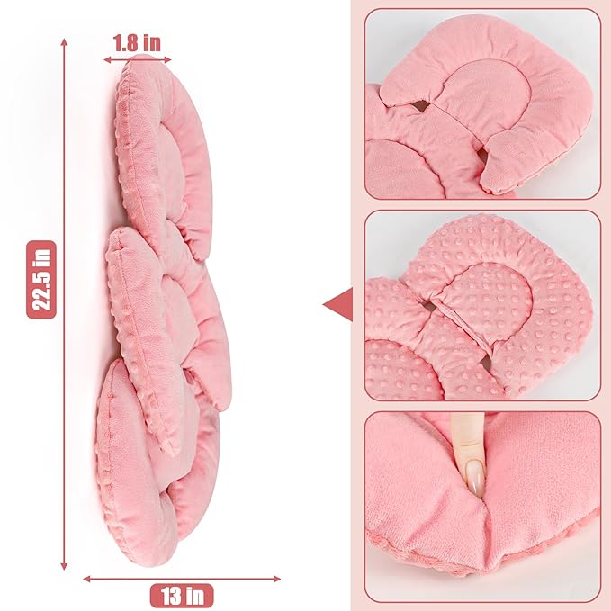 GFU Infant Car Seat Insert Head and Body Support, Reversible Newborn Insert for Carseat with Strap Pads, Soft Stroller Cushion Pillow Insert for Boys and Girls, Fits for Stroller, Swing, Red-BubblyBeeBaby