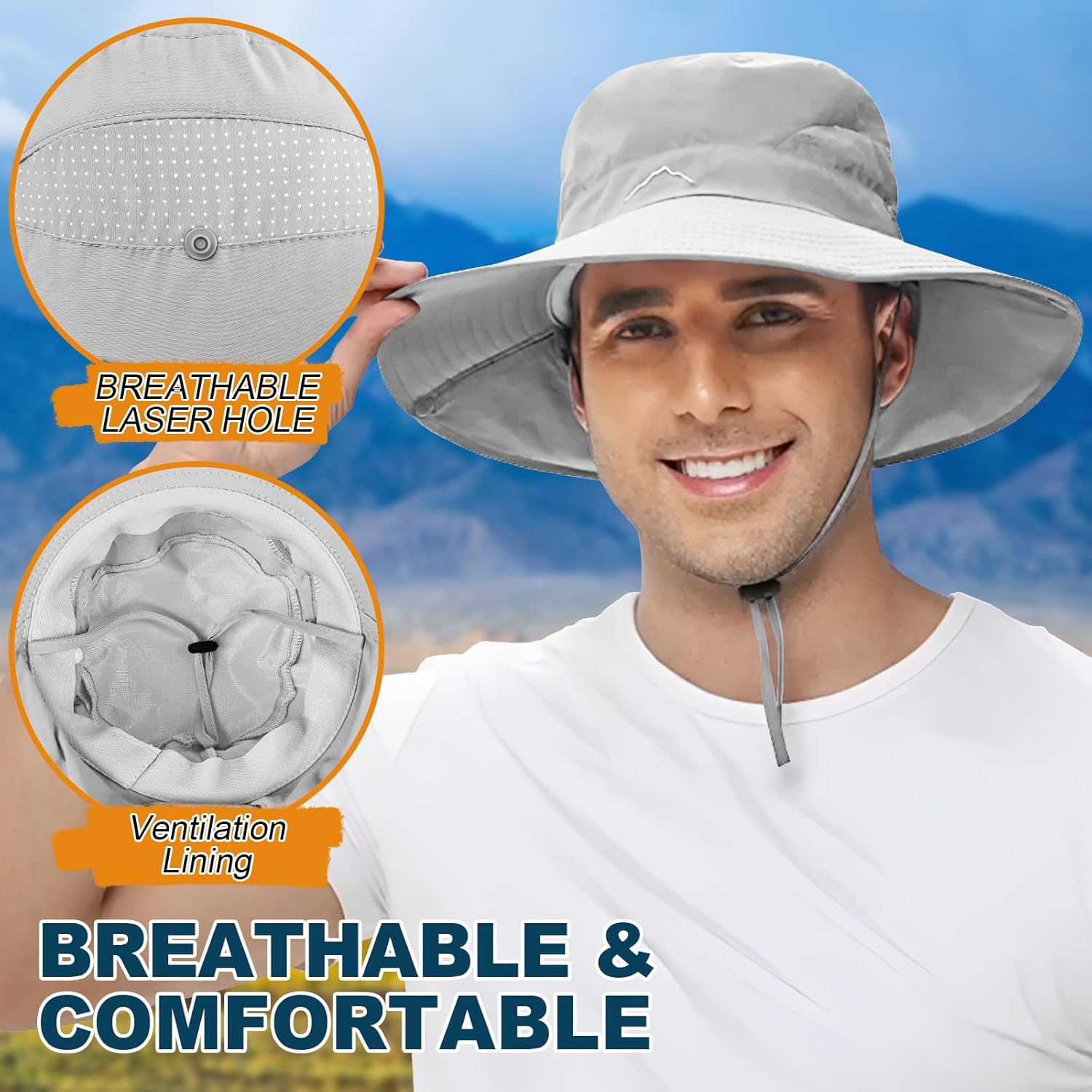ZOORON Sun Hat for Men Women Fishing Hat with Neck Flap Wide Brim Bucket Hat UV Protection for Beach Camping Hiking