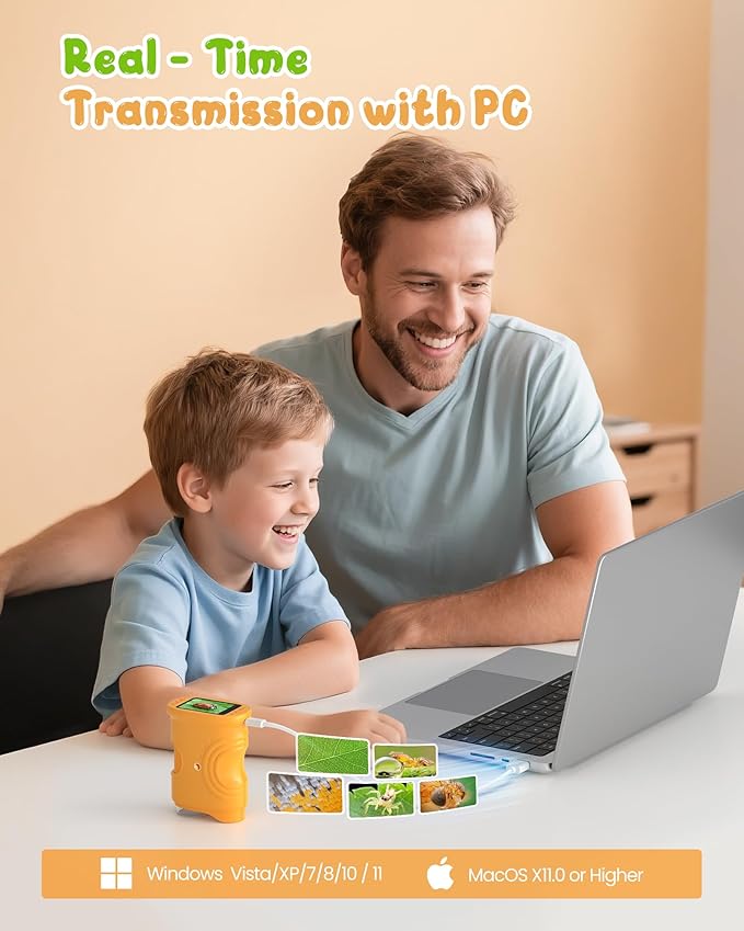 1000X Handheld Digital Microscope for Kids: Pocket Microscope with 2.0" IPS Screen - STEM Toys Birthday Gifts for Girls Boys - Portable Edu Science Kits Toddler Age 3-6 6-12-BubblyBeeBaby